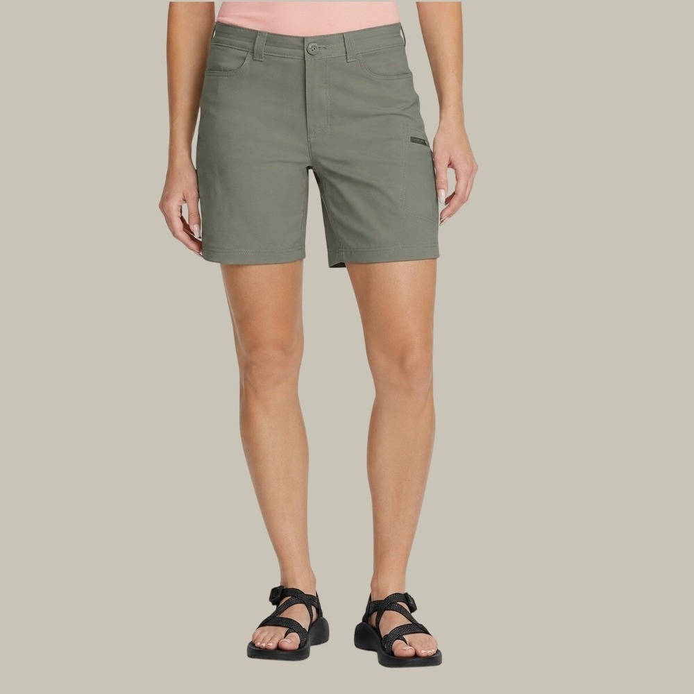 Eddie Bauer Guide Pro Shorts Olive Green Hiking UPF 50+ Stretch Women Size 8 NEW